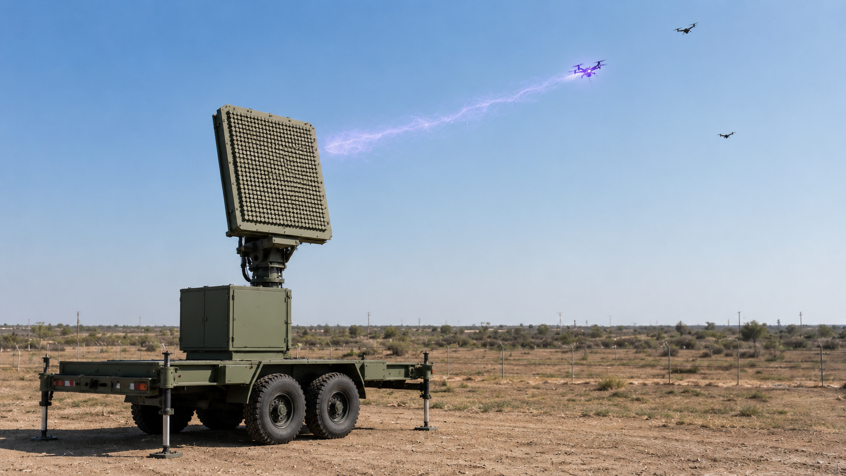 Bamalwa Tech high-power microwave system engaging hostile drones